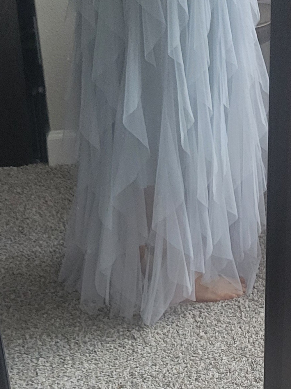 Layered Tulle Maxi Dress in Light Blue-Gray